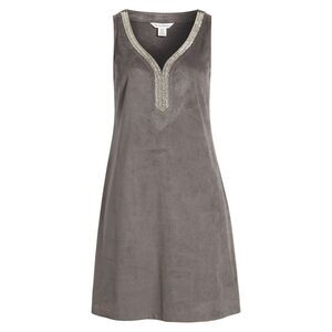 Tommy Bahama Salina Sands Embellished Faux Suede Shift Dress NWT Small Gray $168